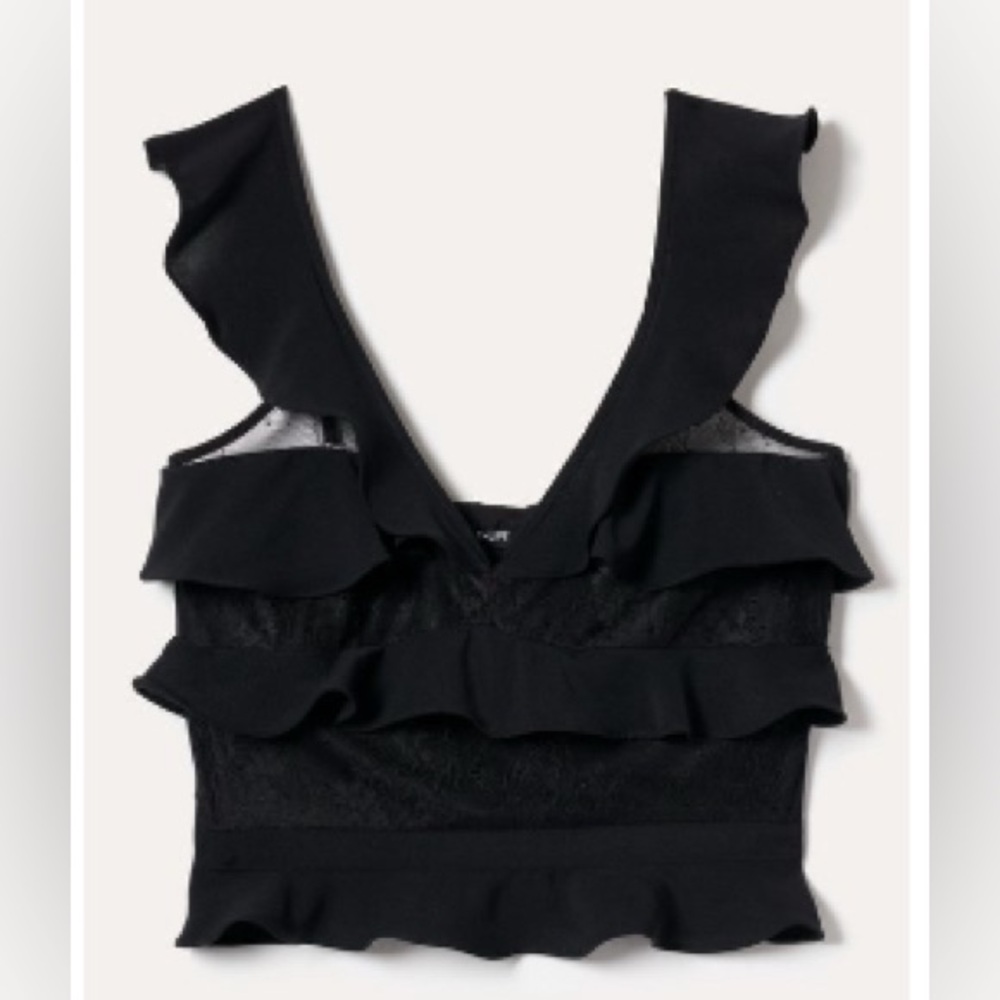 Elegant Black Ruffle Top